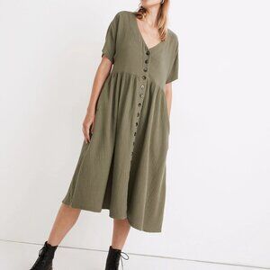 Madewell Lightspun Button-Front Midi Dress